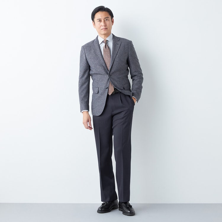日本製生地 リネンブレンド尾州ニットジャケット LES MUES【AOKI