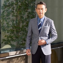 尾州リネンブレンドニットジャケット ブルー織柄 LES MUES【AOKI公式通販】