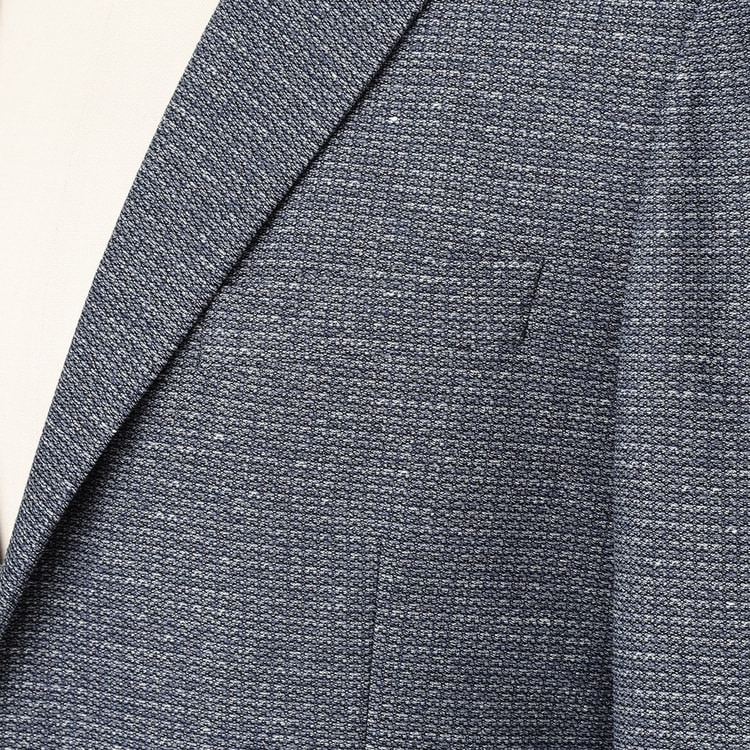 尾州リネンブレンドニットジャケット ブルー織柄 LES MUES【AOKI公式通販】