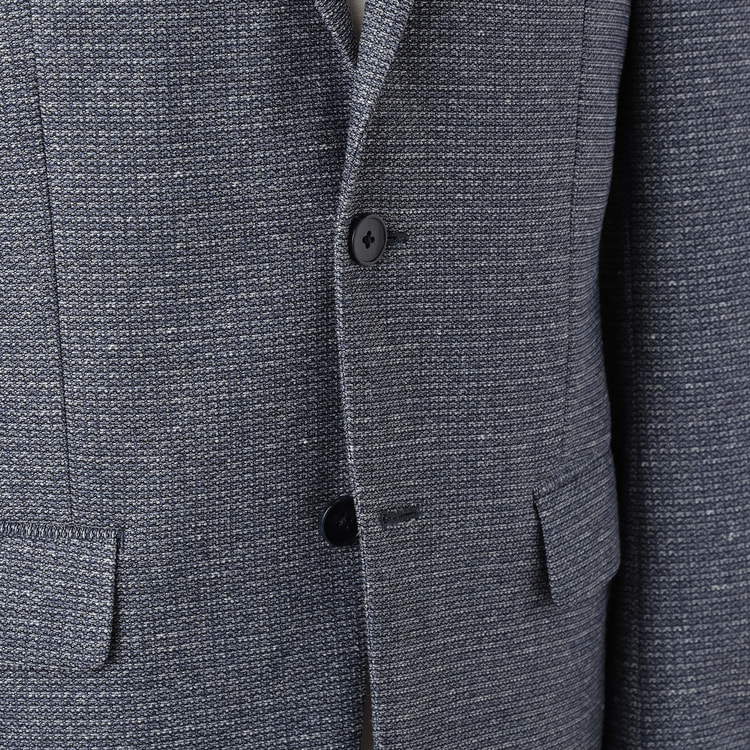 尾州リネンブレンドニットジャケット ブルー織柄 LES MUES【AOKI公式通販】