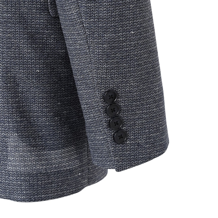 尾州リネンブレンドニットジャケット ブルー織柄 LES MUES【AOKI公式通販】