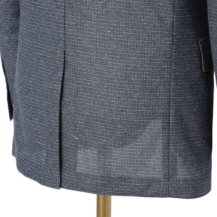 尾州リネンブレンドニットジャケット ブルー織柄 LES MUES【AOKI公式通販】