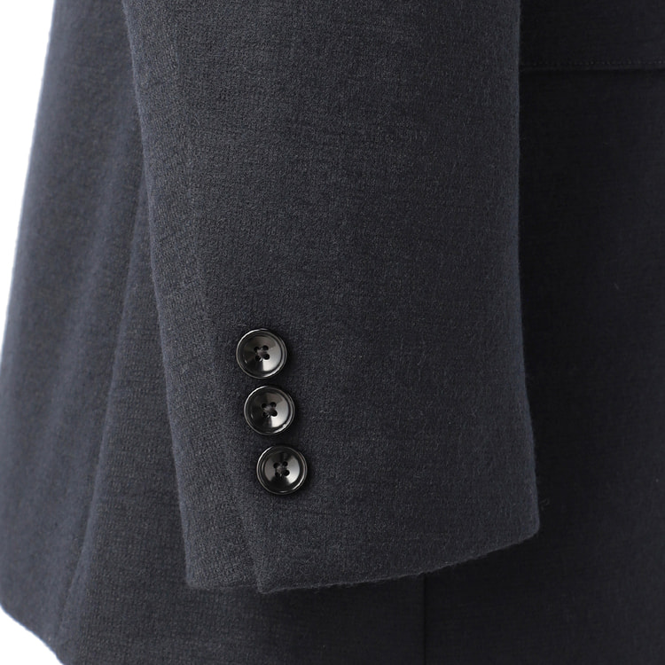 WEB限定価格】尾州産ウールブレンドニットジャケット 紺無地 LES MUES 
