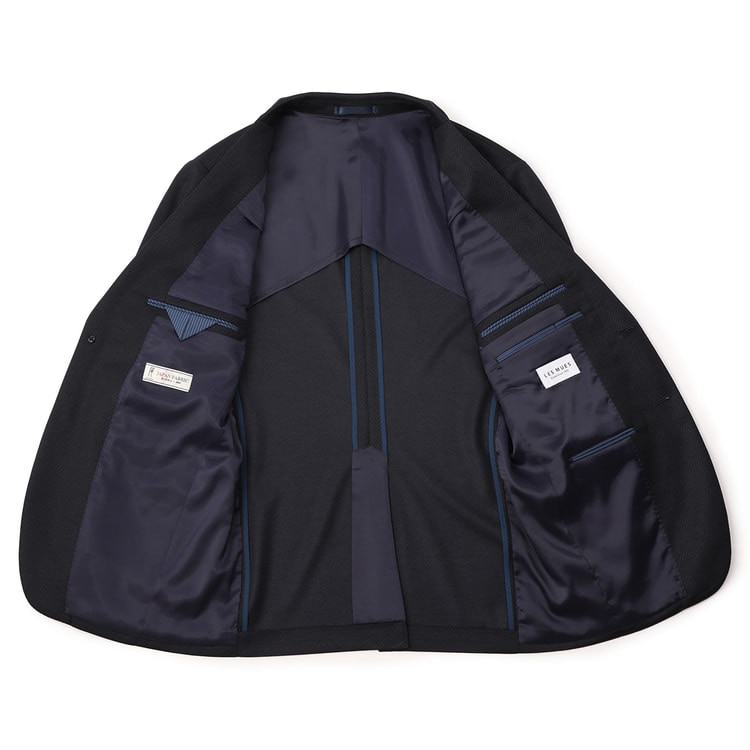 尾州ウールブレンドニットジャケット 紺カルゼ LES MUES