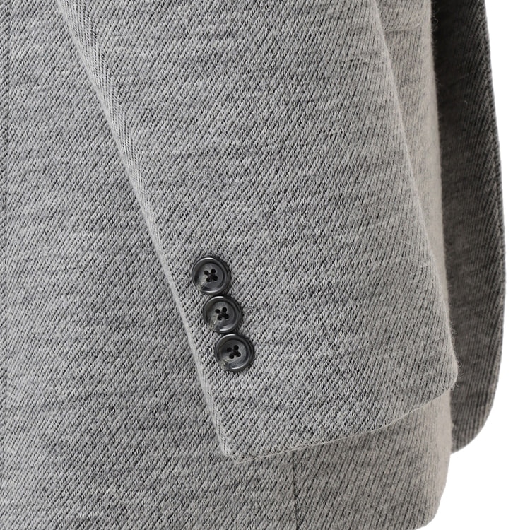 ジャケット　アンゴラ　グレー QOS】ミディアムグレー無地ジャケット スリム LES MUES