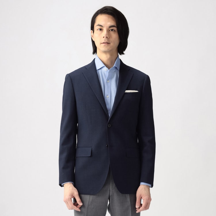 WEB限定価格】洗える ストレッチ ウ－ルブレンド ジャケット 紺 LES M...【AOKI公式通販】
