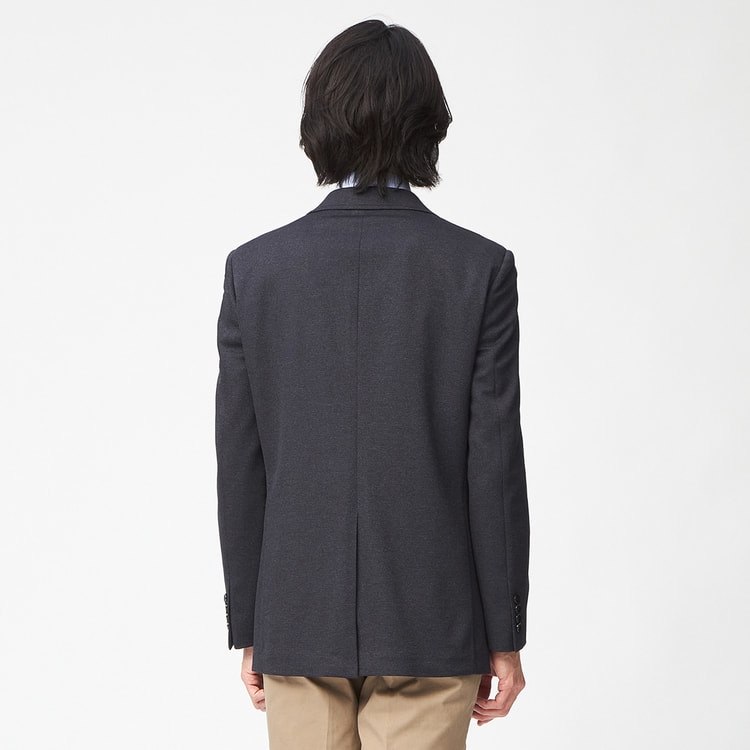 洗える ノンアイロンスーパーストレッチジャケット 紺 LES MUES 