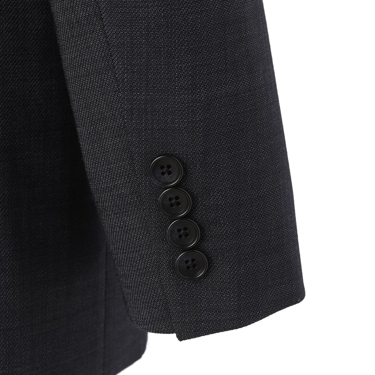 洗える ウールブレンドジャケット 紺カルゼ LES MUES スリム セット