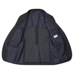 洗える ウールブレンドジャケット 紺カルゼ LES MUES スリム セット