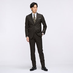 信頼も高い 洗える ウールブレンドジャケット こげ茶 LES MUES スリム スーツ