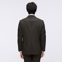洗える ウールブレンドジャケット こげ茶 LES MUES スリム