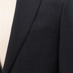 洗える タスマニアウールブレンドジャケット 紺小柄 LES MUES