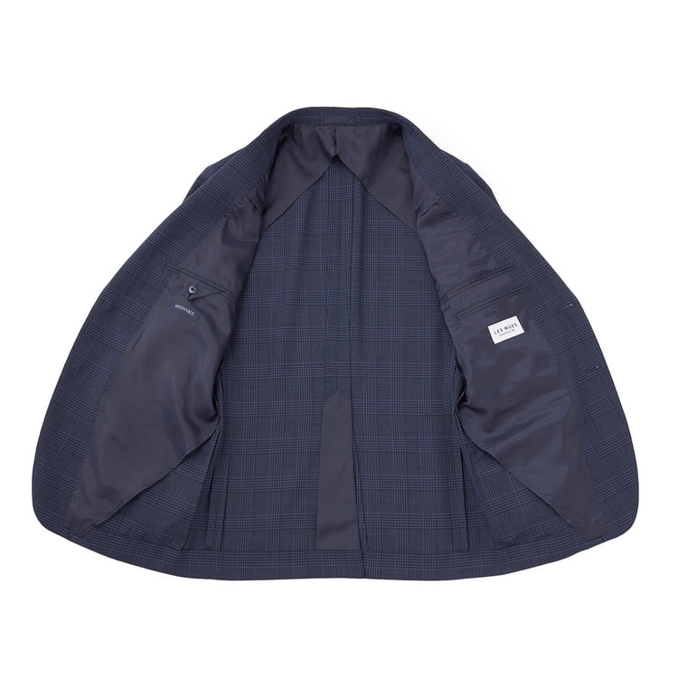 エアクール 洗えるウールブレンド メッシュチェックジャケット 紺
