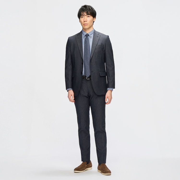洗える スーパーストレッチ デニム調ジャケット 紺 LES MUES セット