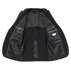 新品✨LES MUES　セットアップ　ウォッシャブル　ストレッチ　防シワ　黒 洗える ウールブレンドストレッチジャケット LES MUES スリム