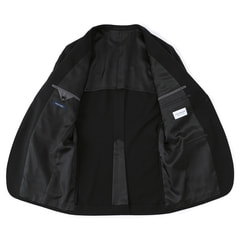 洗える Les Mues セオa テーラードジャケット&クロップドパンツ セット アウトレット】洗える ウールブレンド ストレッチジャケット 黒