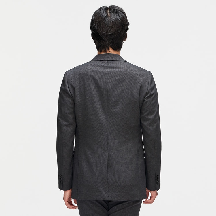 洗える ノンアイロンストレッチジャケット グレーピンヘッド LES MUES