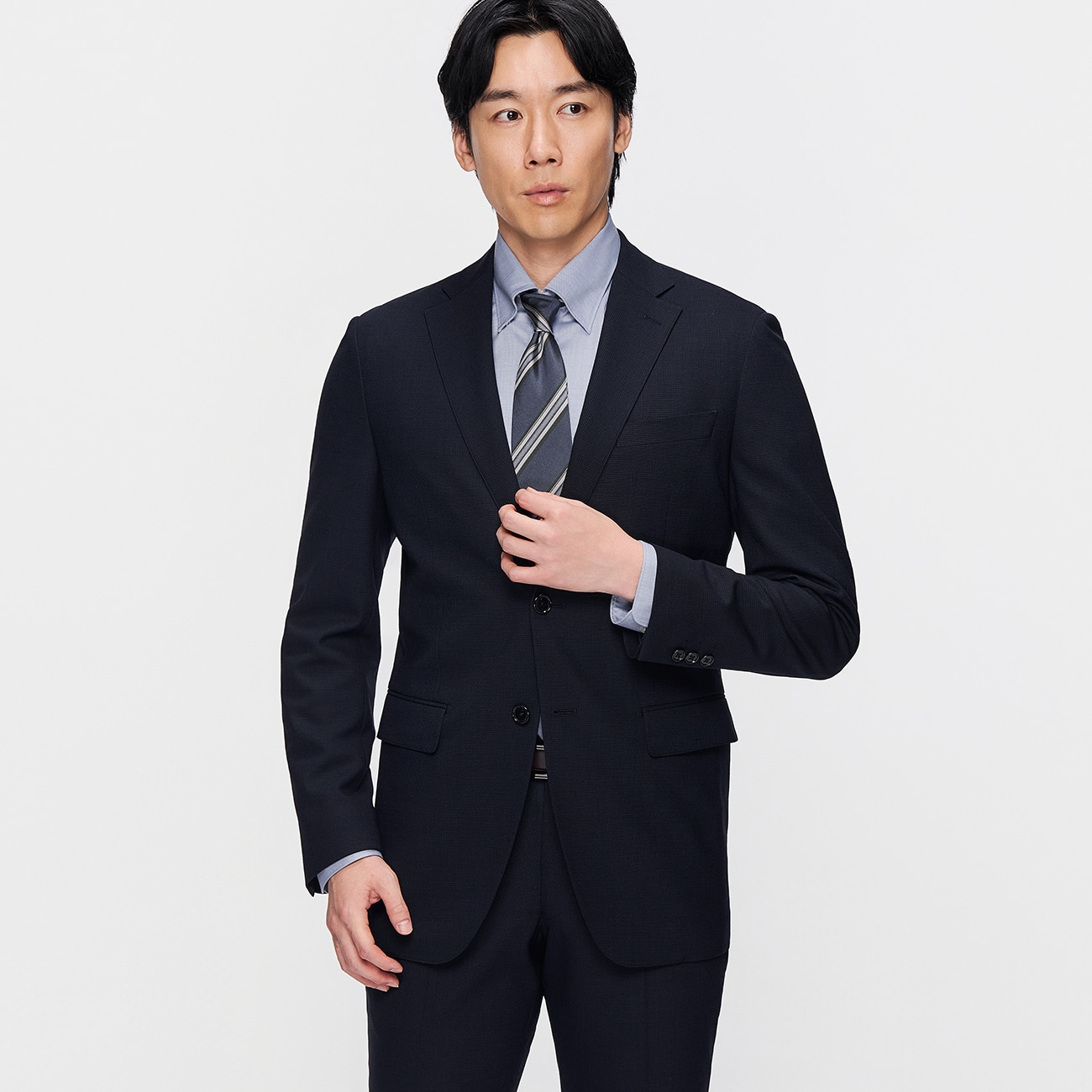 洗える スーパーストレッチウール混ジャケット LES MUES セットアップ着用可