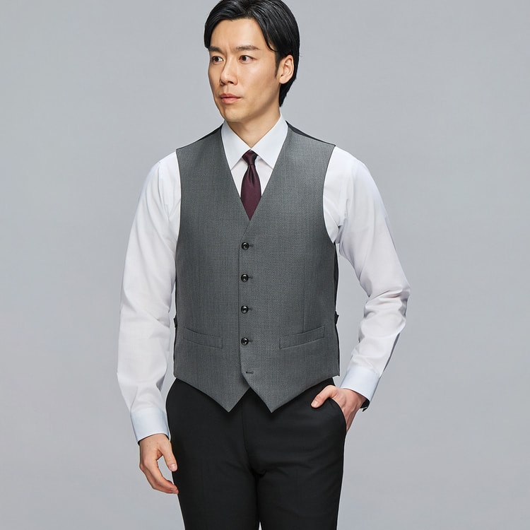 リバーシブルベスト 黒×グレー MAJI スリム 別売スーツあり【AOKI公式 リバーシブルベスト 黒×グレー MAJI スリム 別売スーツあり【AOKI公式