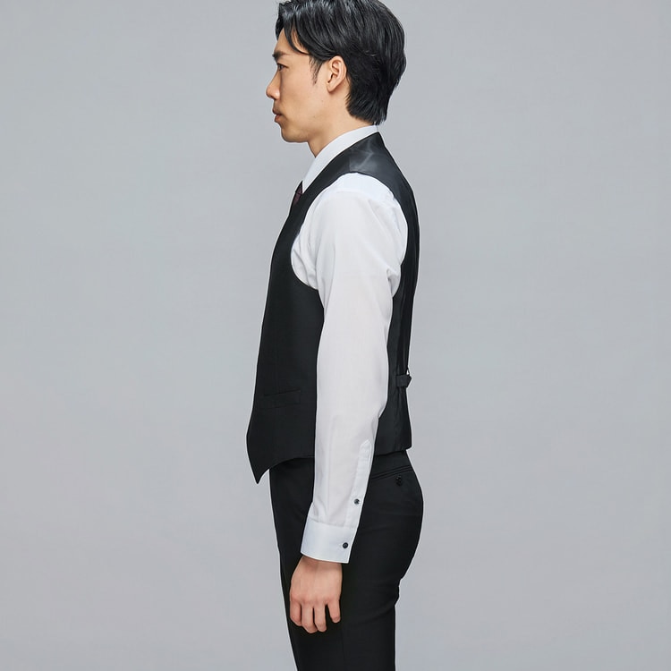 リバーシブルベスト 黒×グレー MAJI スリム 別売スーツあり【AOKI公式