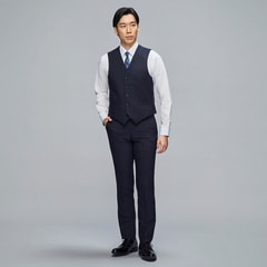 リバーシブルベスト 紺×グレー MAJI スリム 別売スーツあり【AOKI公式