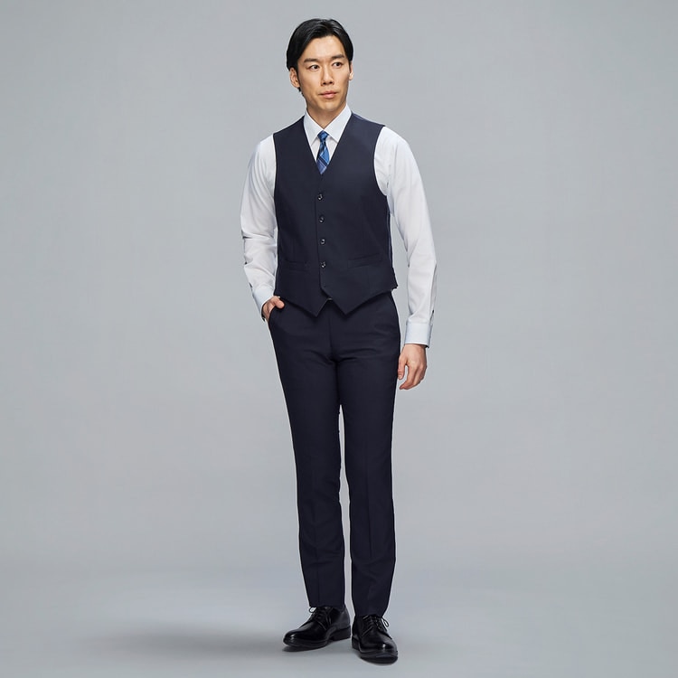 【新品】AOKI リバーシブル ベスト ジレ 紺 グレー Sサイズ リバーシブルベスト 紺×グレー JUNKO SHIMADA JS homme ス【AOKI