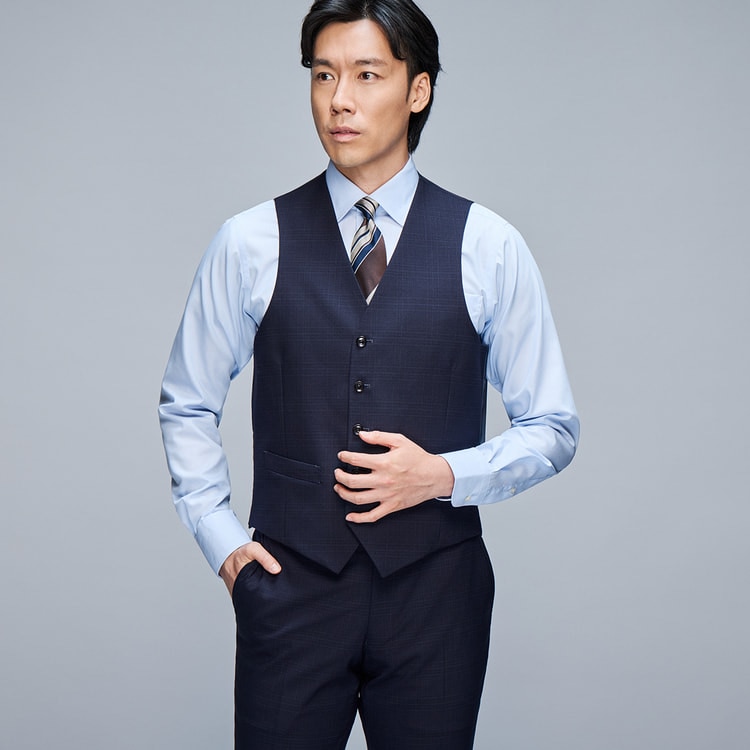リバーシブルベスト 紺×グレー JUNKO SHIMADA JS homme ス【AOKI