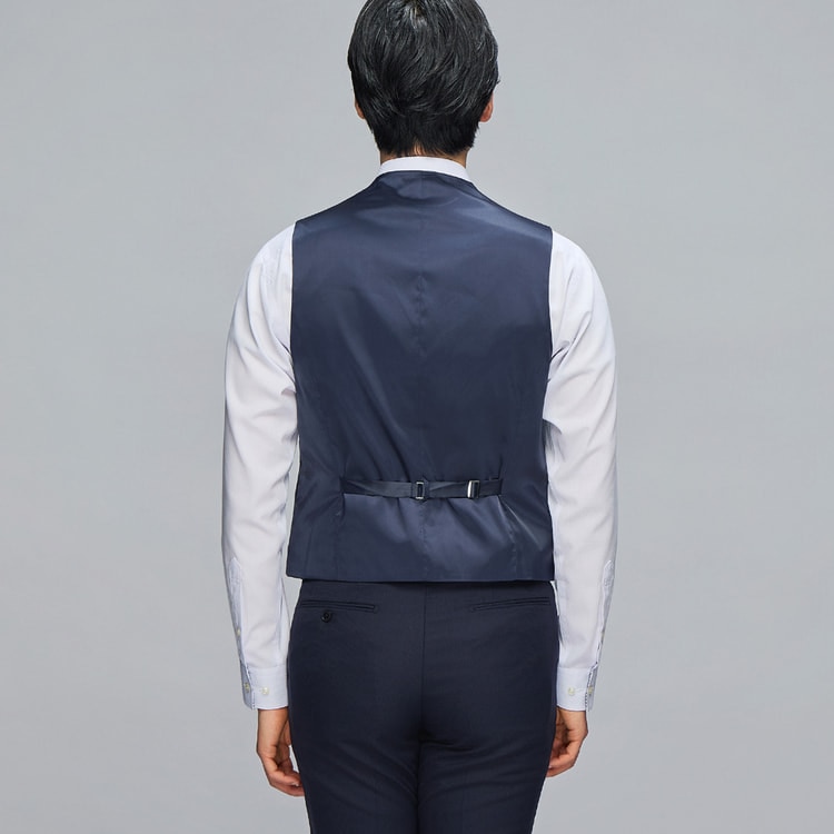 【美品】MAJI 3ピーススーツ　リバーシブルベスト付　着画あり リバーシブルベスト 紺シャドー×ミディアムグレー MAJI スリム 別売
