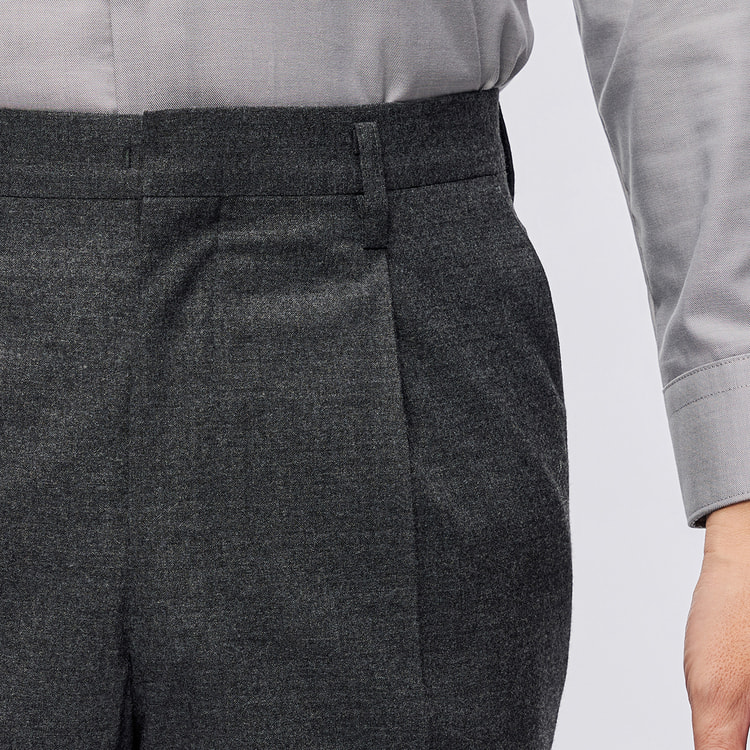 パンツ ESMOK 日本製 洗える 上質ウール エミネント ワンタックパンツ CAFE SOHO