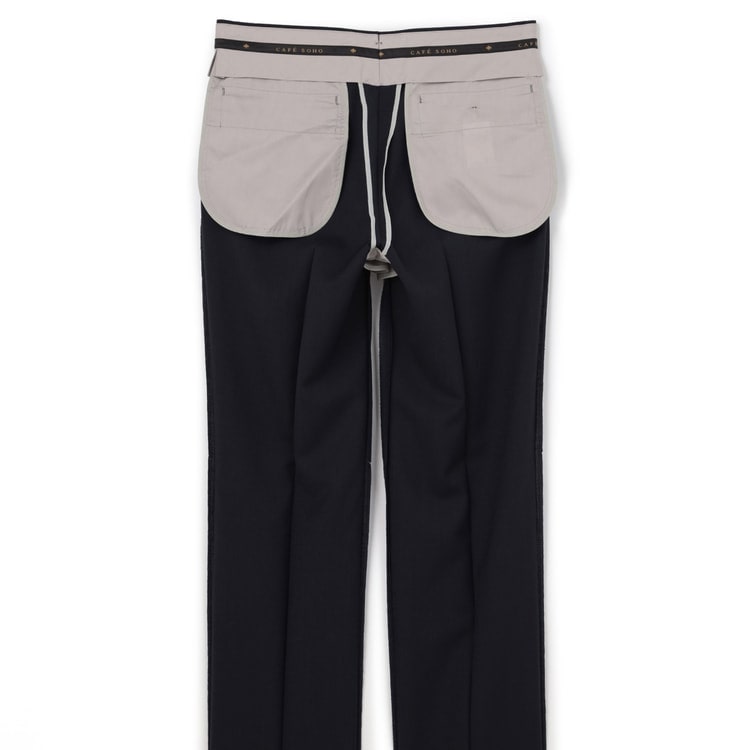 日本製 エミネント 接触冷感ノータックパンツ ピンチェック柄 CAFE