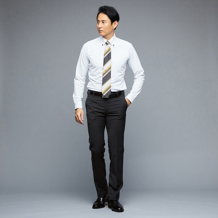 日本製 エミネント 接触冷感ノータックパンツ ピンチェック柄 CAFE