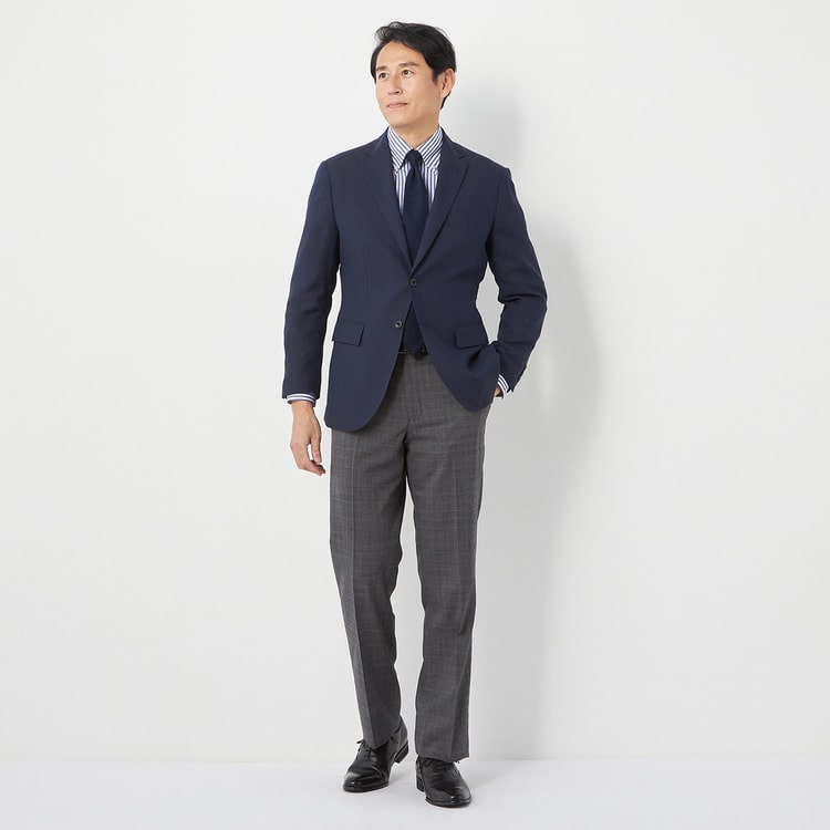 ウエストらくらく 洗える ノンアイロンストレッチ ワンタックパンツ LES MUES
