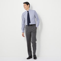 ウエストらくらく 洗える ノンアイロンストレッチ ワンタックパンツ LES MUES