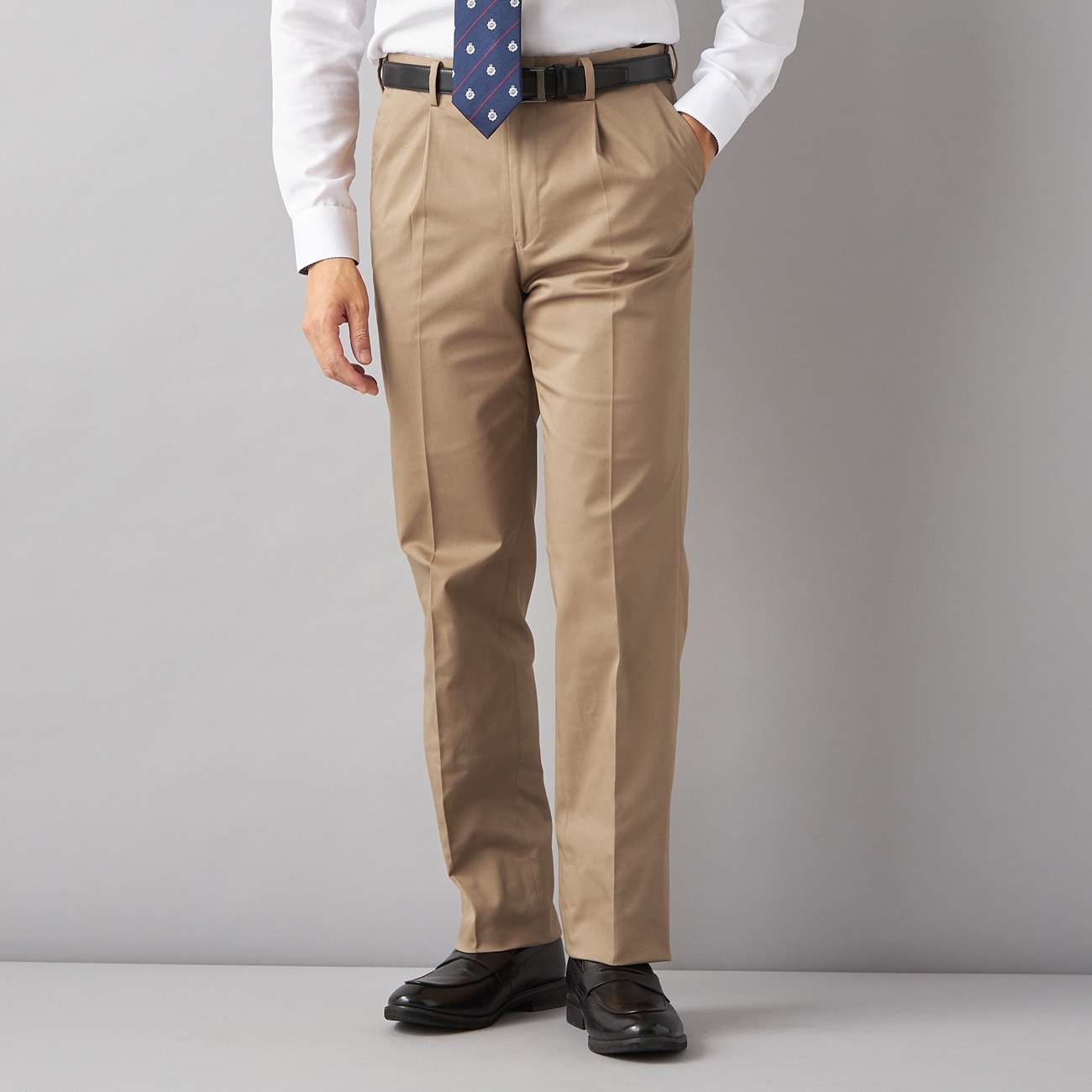 ウエストらくらく 洗える ストレッチコットン ワンタックパンツ LES MUES