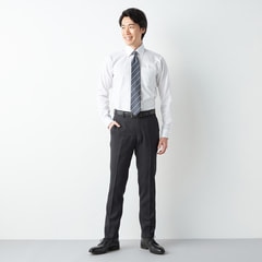 洗える ノンアイロンストレッチ テーパードノータックパンツ ピケ生地