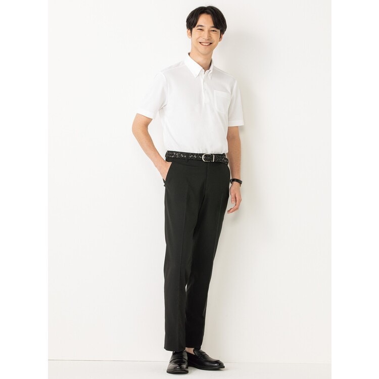 アオキLES MUES ノーカラージャケット テーパードパンツスーツ エアクール 洗える ノンアイロンテーパードノータックパンツ LES MUES