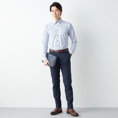 ウエストらくらく 洗える クールコットンストレッチ テーパードノータックパンツ LES MUES