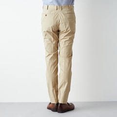 ウエストらくらく 洗える クールコットンストレッチ テーパードノータックパンツ LES MUES