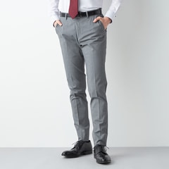 ウエストらくらく 洗える クールコットンストレッチ テーパードノータックパンツ LES MUES