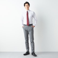 ウエストらくらく 洗える クールコットンストレッチ テーパードノータックパンツ LES MUES