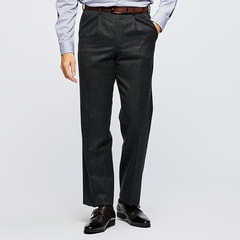 ウエストらくらく カシミヤ混 日本製上質素材パンツ ワンタック LES