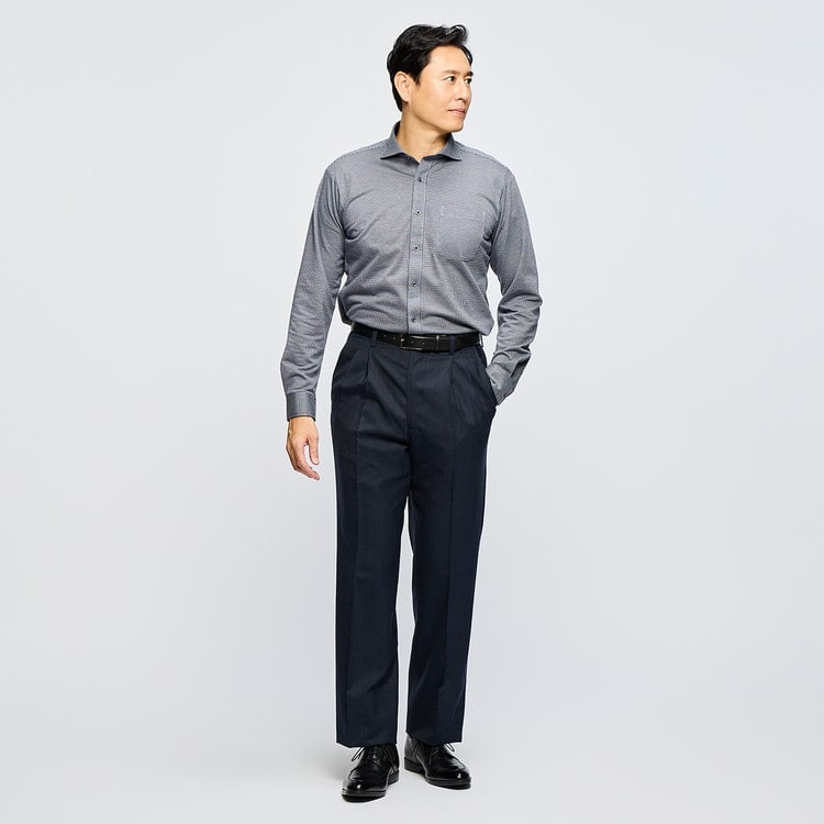 アジャスター付き 洗える ノンアイロン ツータックパンツ LES MUES