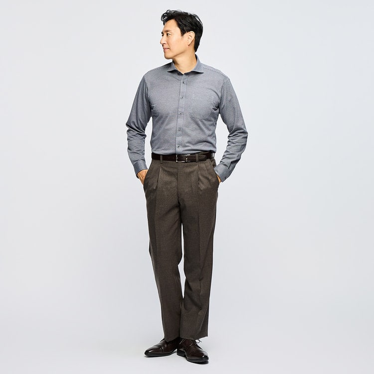 アジャスター付き 洗える ノンアイロン ツータックパンツ LES MUES
