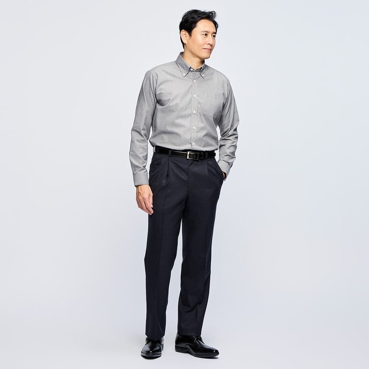 アジャスター付き 洗える ノンアイロン ツータックパンツ LES MUES
