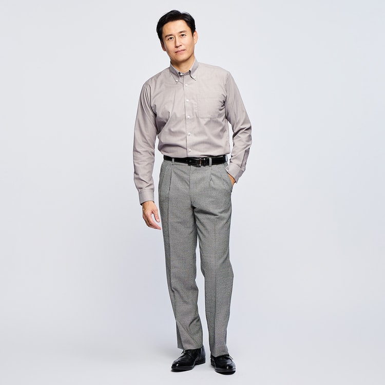 アジャスター付き 洗える ノンアイロン ツータックパンツ LES MUES