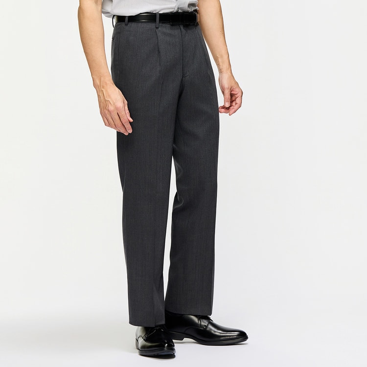 ウエストらくらく 洗える ノンアイロン ストレッチ ワンタックパンツ