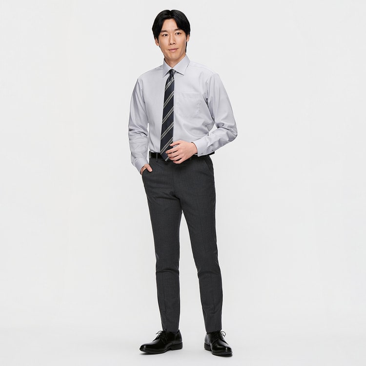 ウエストらくらく 洗える ウールブレンドストレッチミルド テーパード