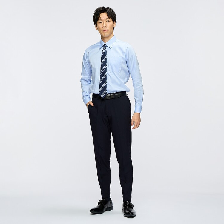 らくQパンツ】裾上げ済 ストレッチ テーパードノータック ドレス