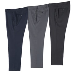 WEB限定商品】3本セット 秋冬用 洗える ストレッチノータックパンツ 裾