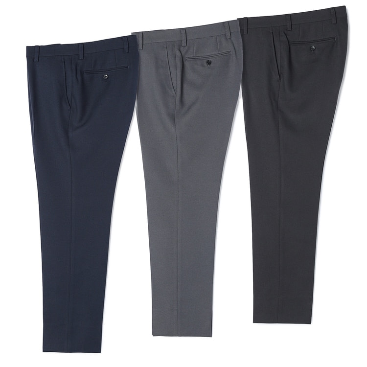 WEB限定商品】3本セット 秋冬用 洗える ストレッチノータックパンツ 裾